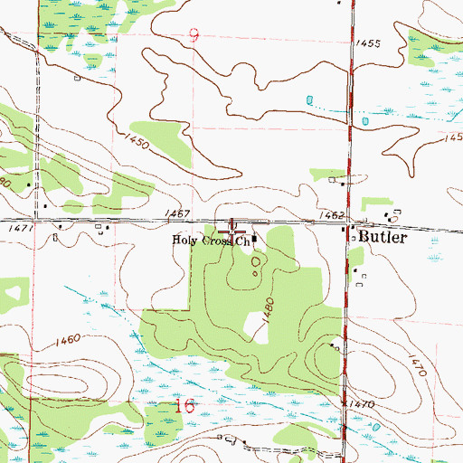 Topographic Map of Holy Cross Cemetery, MN