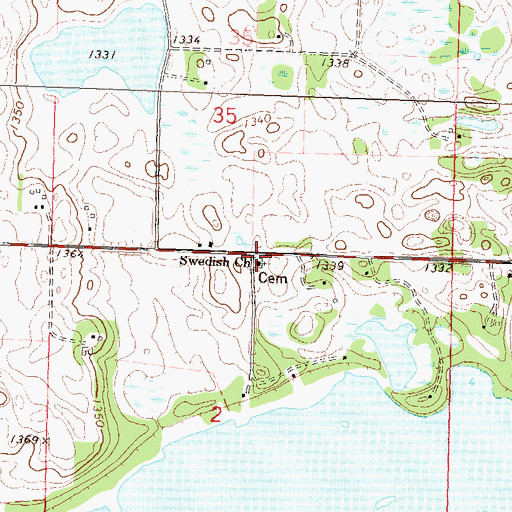 Topographic Map of Swedish Baptist Church Cemetery, MN