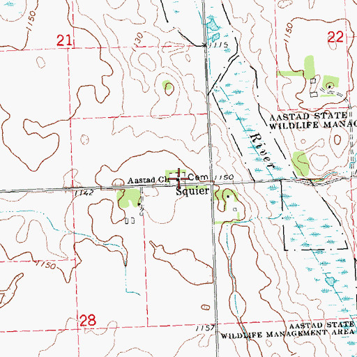 Topographic Map of Aastad Cemetery, MN