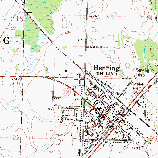 Topographic Map of Henning Cemetery, MN