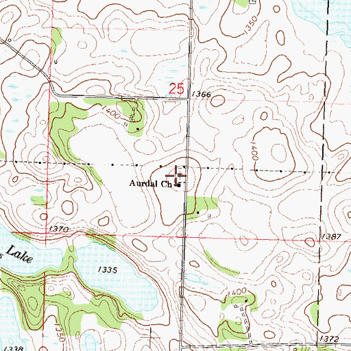 Topographic Map of Aurdal Cemetery, MN