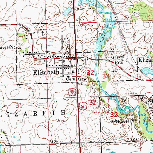 Topographic Map of Evangelical Lutheran Kirchof Cemetery, MN