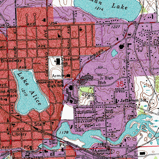 Topographic Map of Fergus Falls Middle School, MN