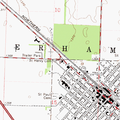 Topographic Map of Perham Community Church, MN