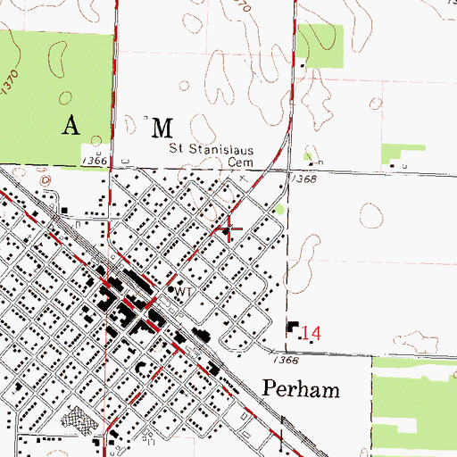Topographic Map of Saint Stanislaus Church, MN