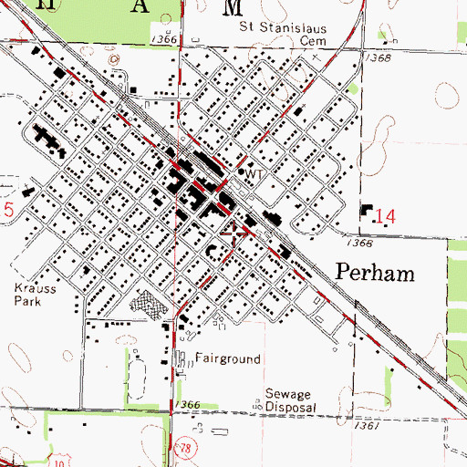 Topographic Map of United Methodist Church, MN