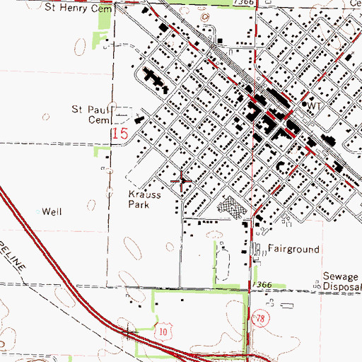 Topographic Map of Calvary Lutheran Church, MN