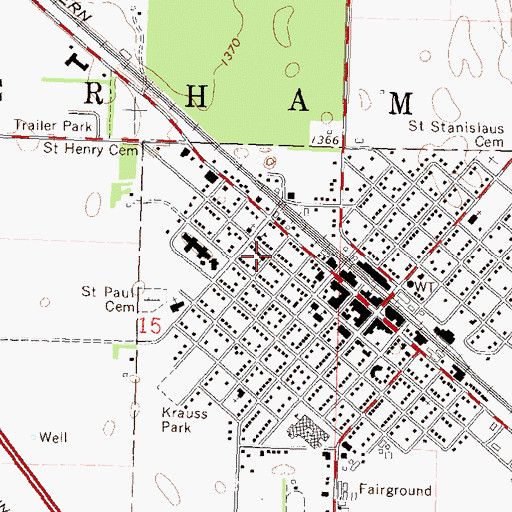 Topographic Map of Assembly of God Church, MN