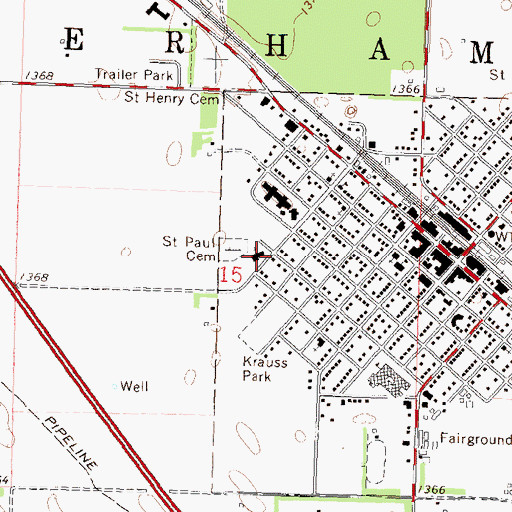 Topographic Map of Saint Paul's Lutheran Church, MN