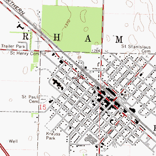 Topographic Map of Perham Fire Department, MN