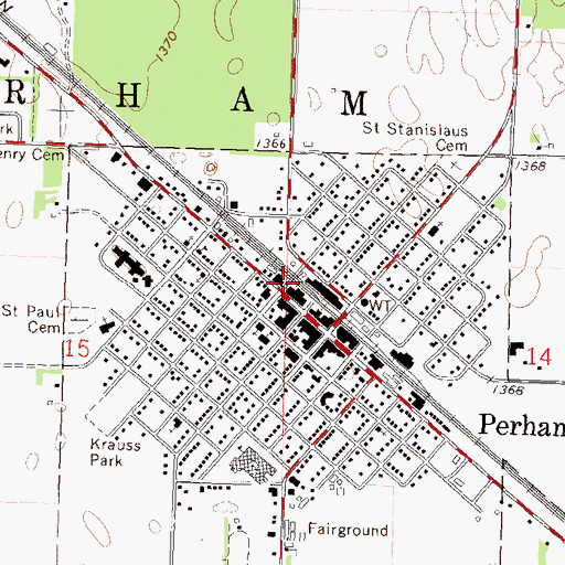 Topographic Map of Perham Post Office (historical), MN