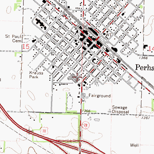 Topographic Map of Perham High School, MN