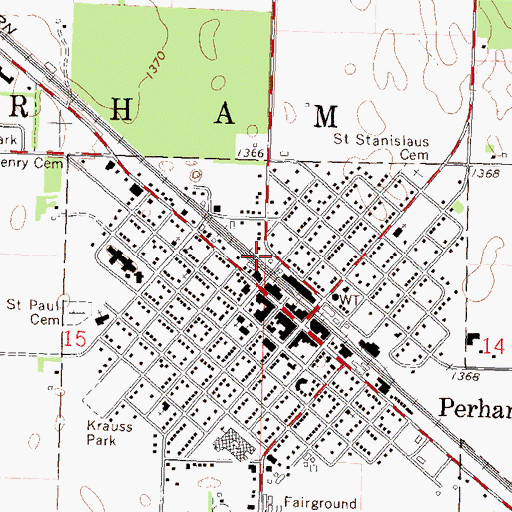 Topographic Map of Perham, MN