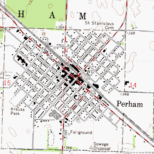 Topographic Map of Lake's Mobile Home Park, MN