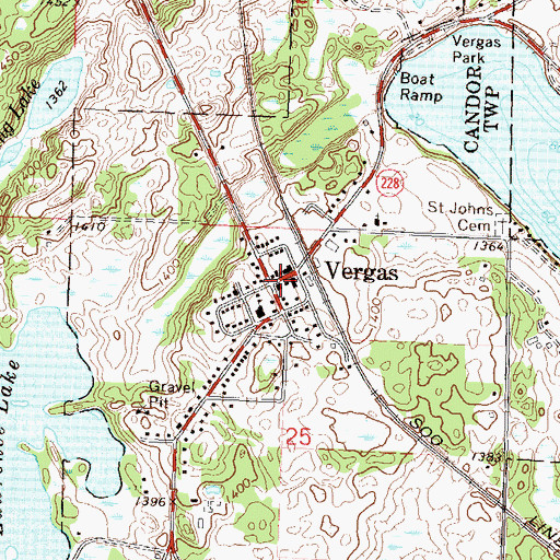 Topographic Map of Vergas Post Office (historical), MN