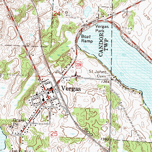 Topographic Map of Saint John's Lutheran Church, MN