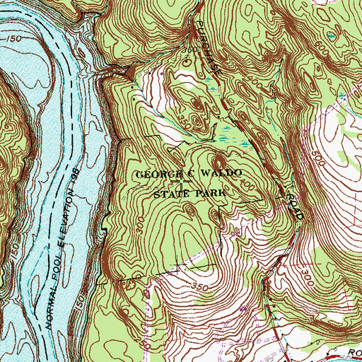 Topographic Map of George C Waldo State Park, CT