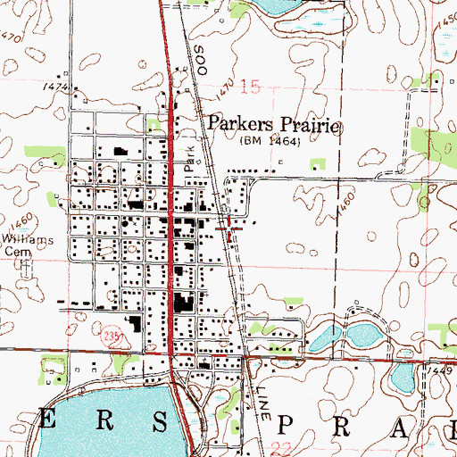 Topographic Map of Parkers Prairie, MN