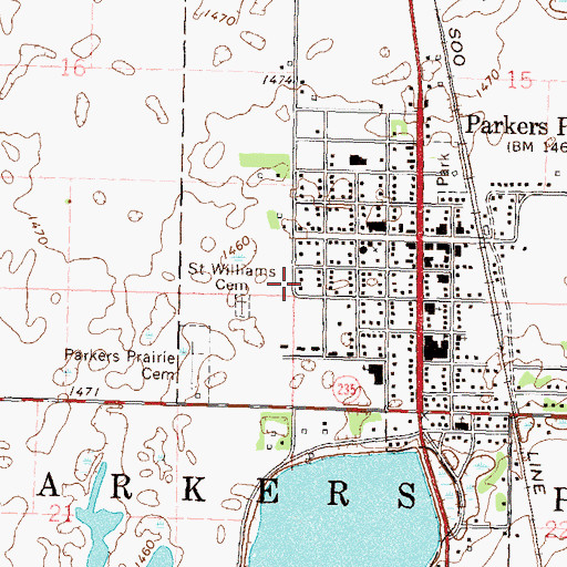 Topographic Map of Parkers Prairie Park, MN