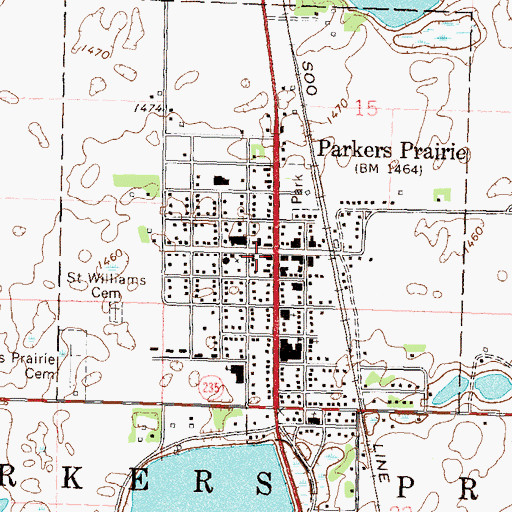Topographic Map of Parkers Prairie Post Office (historical), MN