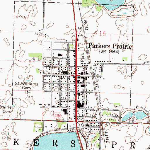 Topographic Map of Parkers Prairie City Police, MN