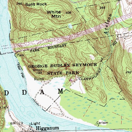 Topographic Map of George Dudley Seymour State Park, CT