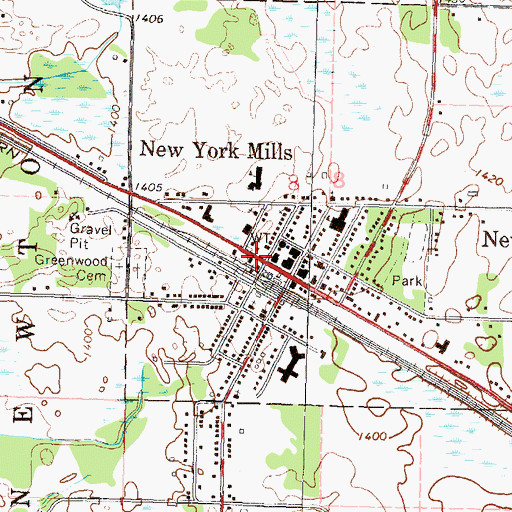 Topographic Map of Central Park, MN