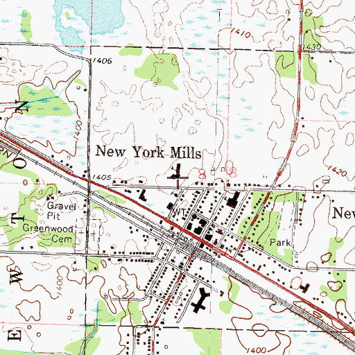 Topographic Map of New York Mills High School, MN