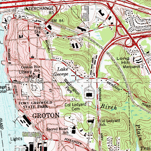 Topographic Map of Lake George, CT
