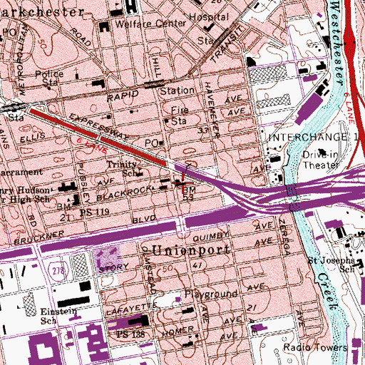 Topographic Map of Public School 36, NY