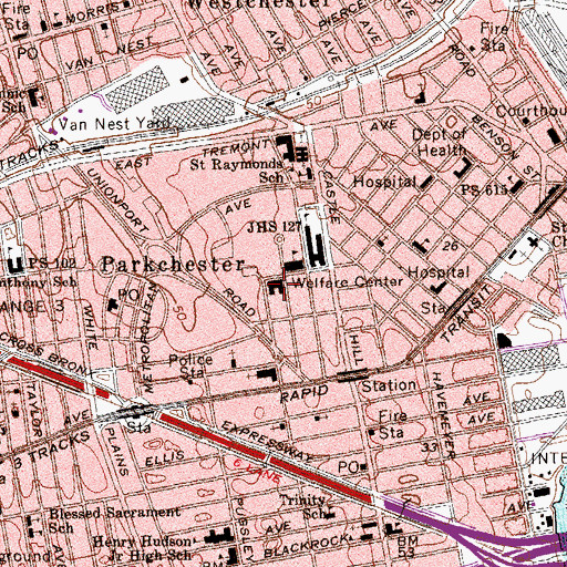 Topographic Map of Public School 108, NY