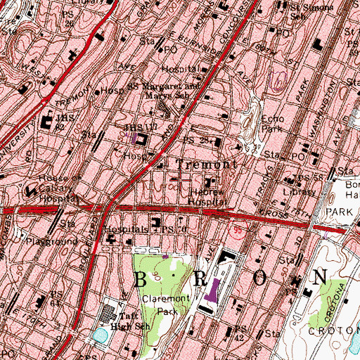 Topographic Map of Fire Department New York Engine 42, NY