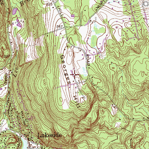 Topographic Map of Georges Hill, CT