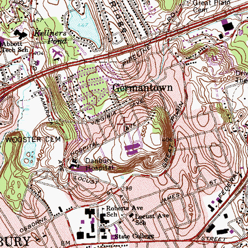 Topographic Map of Germantown, CT