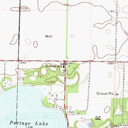Topographic Map of Saint John's Lutheran Church, MN