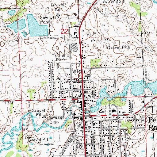Topographic Map of Pelican Rapids Police Department, MN