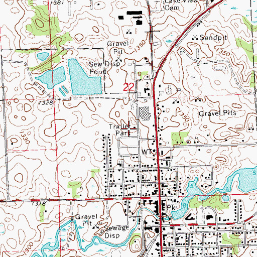 Topographic Map of Pelican Rapids Mobile Home Park, MN