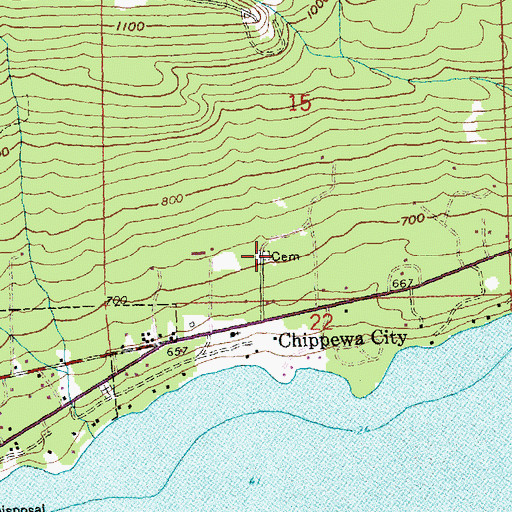 Topographic Map of Chippewa City Cemetery, MN