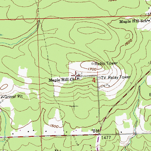 Topographic Map of Maple Hill Cemetery, MN