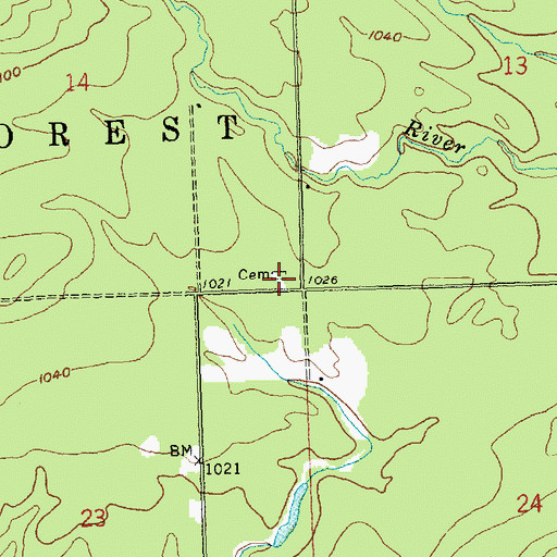 Topographic Map of Trinity Lutheran Cemetery, MN
