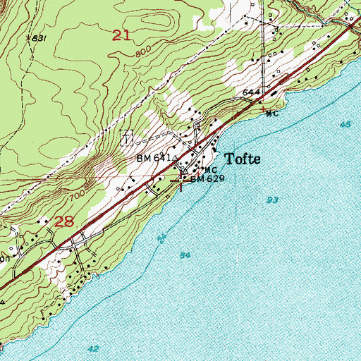 Topographic Map of Tofte Volunteer Fire and Rescue Department, MN