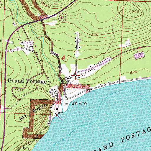 Topographic Map of Grand Portage Elementary School, MN