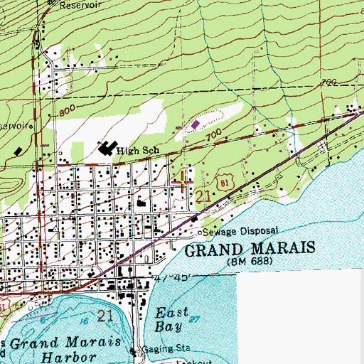 Topographic Map of Grand Marais Post Office, MN