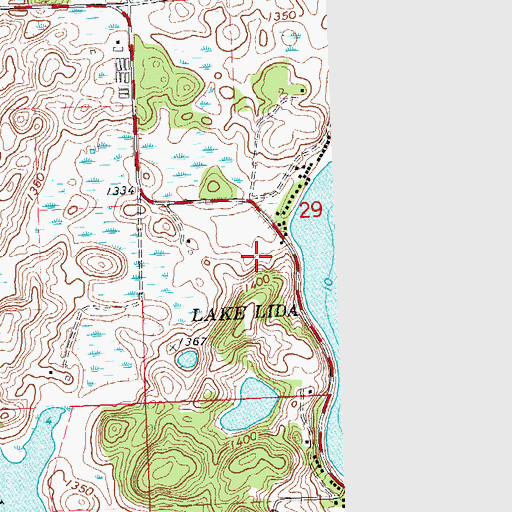 Topographic Map of Lida Greens Golf Course, MN