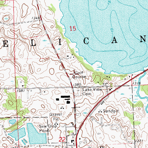 Topographic Map of Birchwood Golf Course, MN