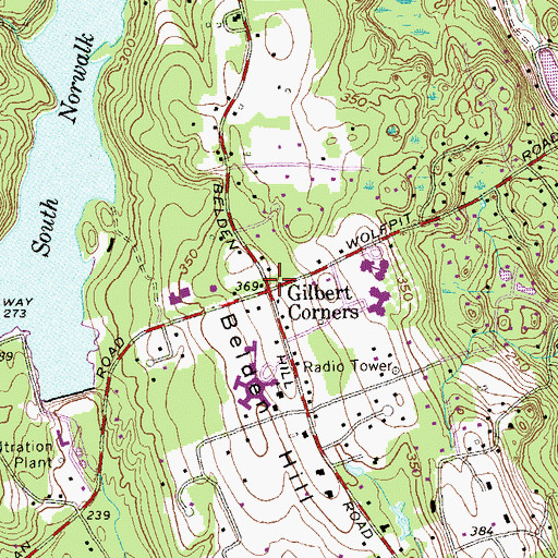 Topographic Map of Gilbert Corners, CT