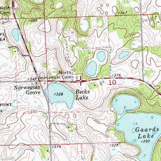 Topographic Map of North Immanuel Church, MN