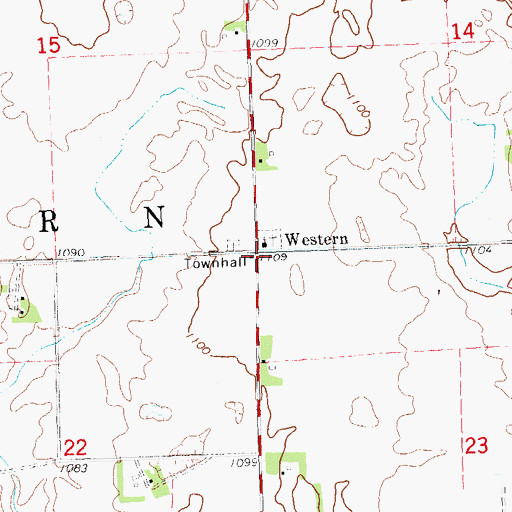 Topographic Map of Western Post Office (historical), MN