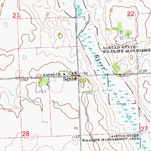 Topographic Map of Squier Post Office (historical), MN