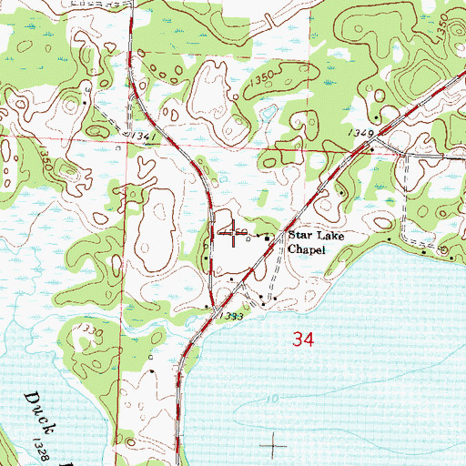 Topographic Map of Star Lake Post Office (historical), MN